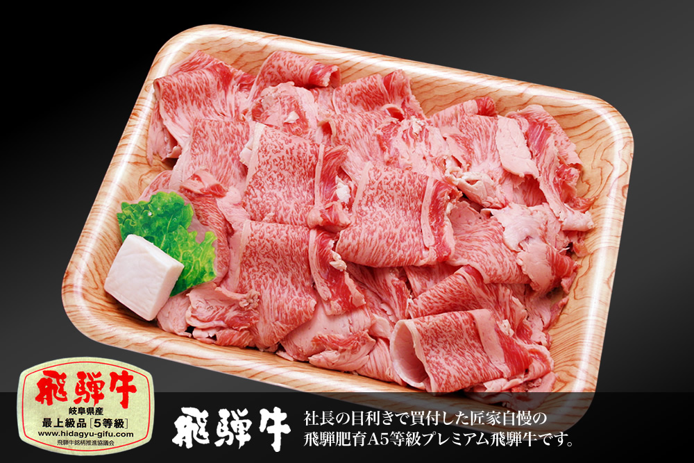 飛騨牛5等級 すき焼き切落し（肩もも）500g入